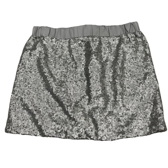 Silver Sequin Skirt For Kids Elastic Waistband Medium M Joe Fresh - Picture 1 of 4